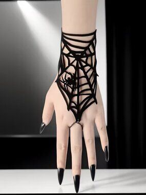 Halloween Goth Gothic Horror Punk Spider Mesh Party Bracelet